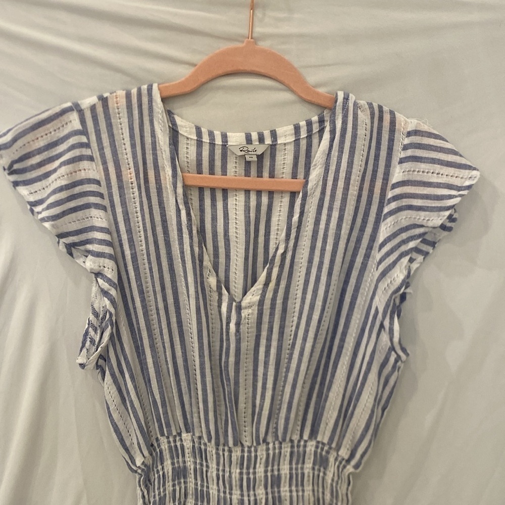 Rails Tara Flutter Sleeve Mini Dress sz Xs blue and white dress - Picture 5 of 8